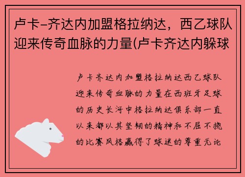 卢卡-齐达内加盟格拉纳达，西乙球队迎来传奇血脉的力量(卢卡齐达内躲球视频合集)